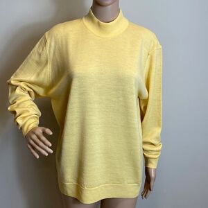 Equorian Heritage vintage lambswool yellow mock neck pullover sweater L